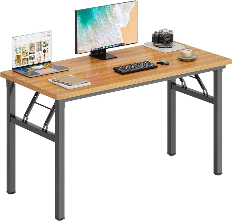 Dlandhome Computer Desk 62 Inches Office Desk Computer Table Study Writing Desk Workstation for Home Office Metal Frame Black and Black