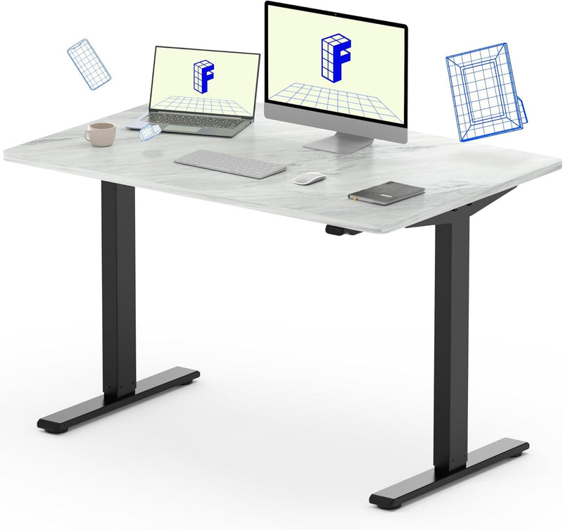 FLEXISPOT EC1 Essential Adjustable Desk, Electric Standing Desk Sit Stand Desk (48X24 Inch, Gray Frame+Marble Grey)