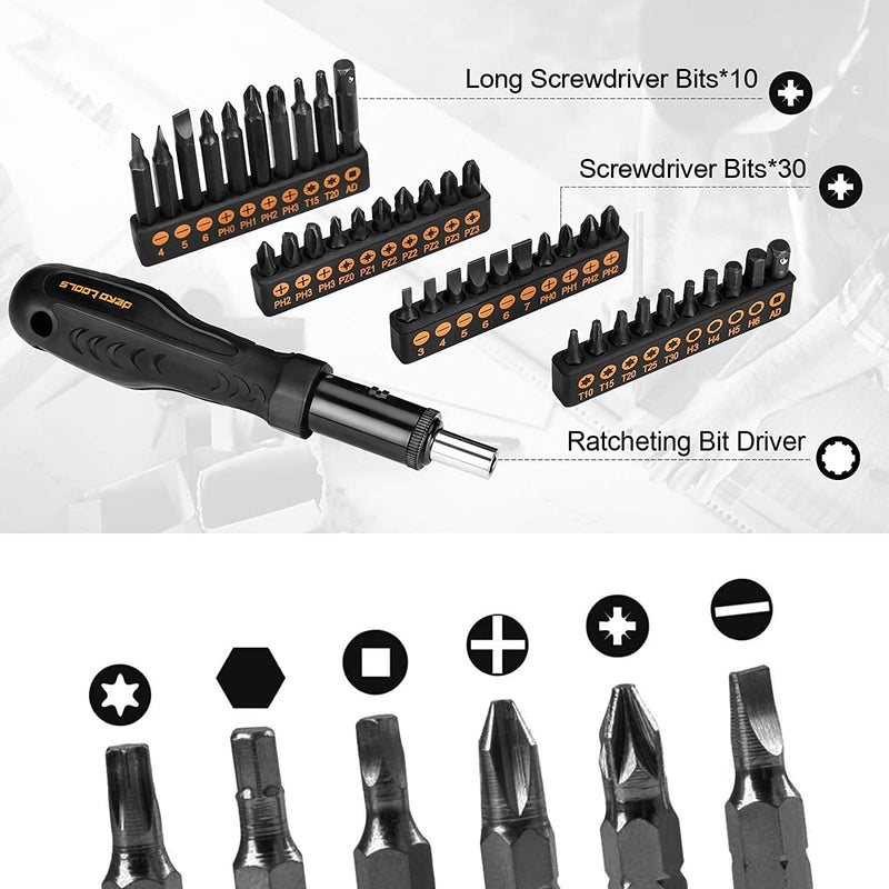 DEKOPRO 218-Piece General Household Hand Tool Kit, Professional Auto Repair Tool Set for Homeowner, General Household Hand Tool Set with Plier, Screwdriver Set, Socket Set, with Portable Storage Case