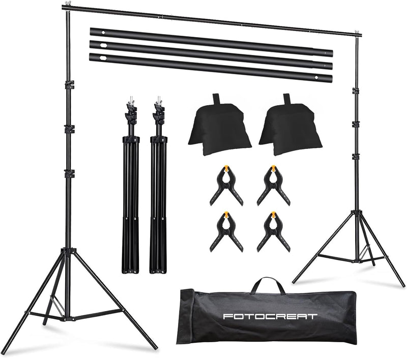 Backdrop Stand Kit 10X6.5Ft Adjustable Photography Photo Studio Background Support System with Carry Bag And,4 Backdrop Clip for Photoshoot,Parties,Wedding,Birthday,Baby Photo Shoot