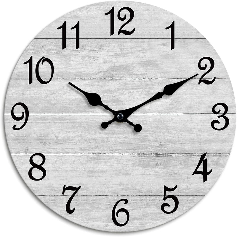 CHYLIN Wall Clock Silent Non Ticking Wall Clocks Battery Operated, Rustic Coastal Country Clock Decorative for Bathroom Kitchen(10 Inch)