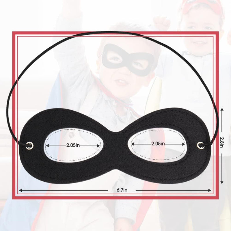 AIMIKE 2Pcs Superhero Masks, Black Felt Eye Masks, Halloween Dress up Masks, Adjustable Half Masks with Elastic Rope - Great Party Cosplay Accessory