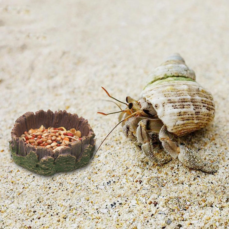 4 Pack Hermit Crab Water Dish Food Bowl, Resin Tree Trunk Reptile Feeding Bowls, Tank Aquarium Accessories for Bearded Dragon Leopard Gecko Lizard Tortoise Snail Toad Frog - 2.75 Inch in Diameter