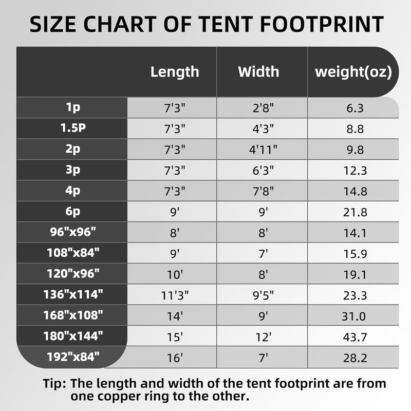 Clostnature Tent Footprint - Waterproof Camping Tarp, Heavy Duty Tent Floor Saver, Ultralight Ground Sheet Mat for Hiking, Backpacking, Hammock, Beach - Storage Bag Included