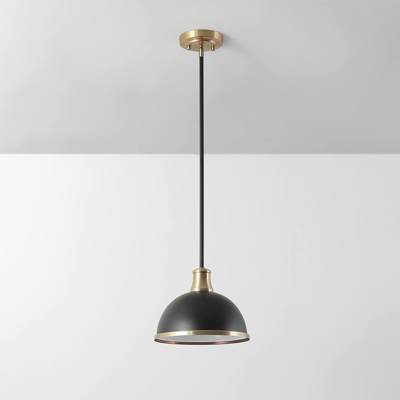 Globe Electric 60474 Beckett 1-Light Pendant, Matte Black, Matte Brass Accents