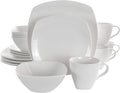 Elama Service for Four 16 Piece Porcelain Dinnerware Set, White-Round 1