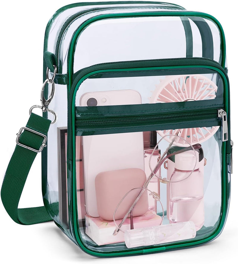 Blvornl Clear Crossbody Bag with Adjustable Shoulder Strap, Stadium Approved PVC Clear Purse Bag, Clear Messenger Bag