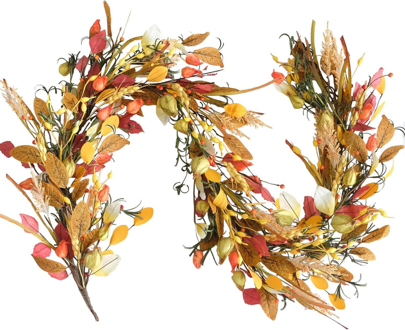 24 Inch Fall Wreath Berries Front Door Wreath Artificial Grain Wreath Harvest Wheat Ears Garland Autumn Wreath for Home Wall Fall Festival Decor (23In Fall Wheat Ears Wreath)