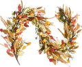 24 Inch Fall Wreath Berries Front Door Wreath Artificial Grain Wreath Harvest Wheat Ears Garland Autumn Wreath for Home Wall Fall Festival Decor (23In Fall Wheat Ears Wreath)