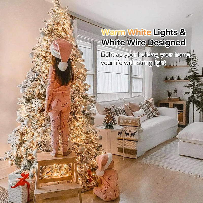 100 Count Clear Christmas Lights White Wire,23Feet Incandescent Clear Mini Lights,Connectable Indoor Outdoor Christmas Tree String Lights,Birthday,Holiday,Party,Wedding,Xmas,Warm White