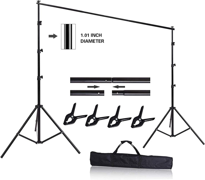 10Ft X 8.5Ft Adjustable Photography Backdrop Support System Photo Video Studio Muslin Background Stand Kit with Carry Bag