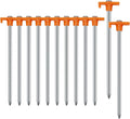 12PCS Tent Stakes Heavy Duty Camping Stakes,Avoforest 7 Inch Non-Rust Metal Tent Pegs Ground Stakes Tent Spikes Camping,Garden,Hiking Orange (Orange 12Pcs)