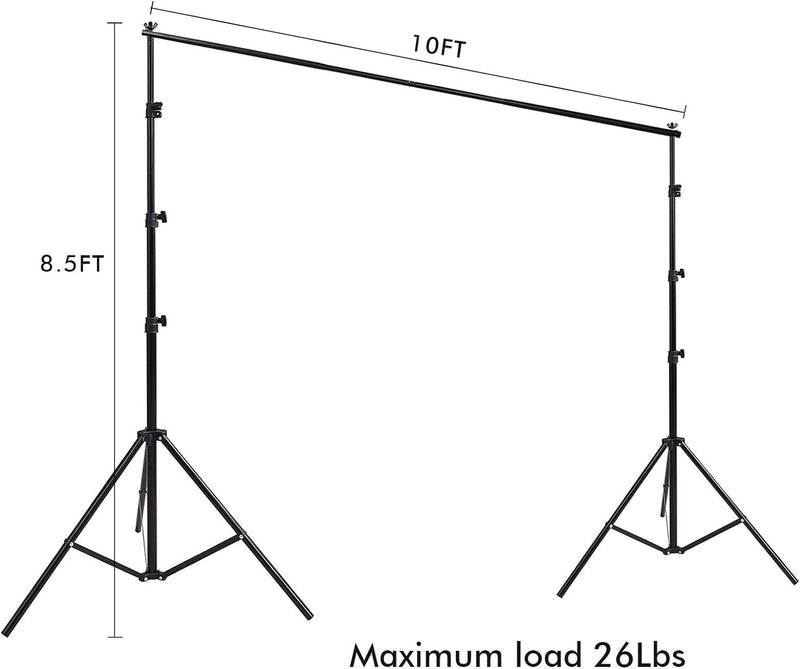 10Ft X 8.5Ft Adjustable Photography Backdrop Support System Photo Video Studio Muslin Background Stand Kit with Carry Bag