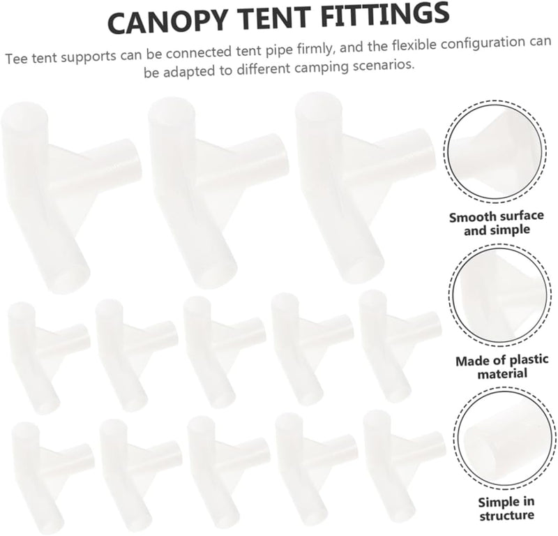 24Pcs Outdoor Tent Accessories Gazebo Tents Canopy Pole Connectors Canopy Tent Accessories Canopy Tent Replacement Parts Plastic Tent Fitting Tent Fittings Canopy Fittings Pp White