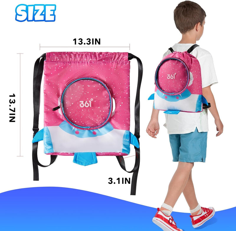 361° Waterproof Bags for Swim Backpack Boys Girls Kids Toddler Draw String Back Bag Gymnastics Backpack, Pink