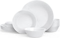 Dinnerware Set 18-Piece Opal Dishes Sets Service for 6 Plates Bowls 6" Break and Crack Resistant Dish Sets Round