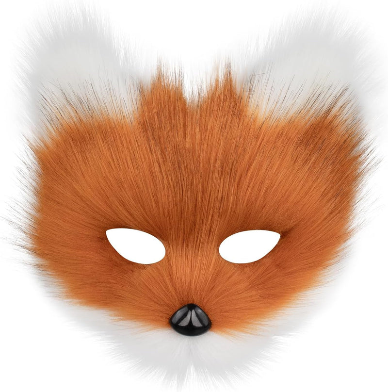 Animal Fox Wolf Mask Halloween Party Cosplay Costumes Props Plush Cat Half Face Masks Carnival Christmas Masquerade