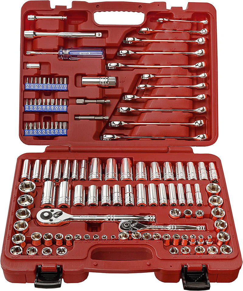 Epauto Mechanics Tool Set Drive Socket Wrench Ratchets, Sae/Metric, 122-Piece