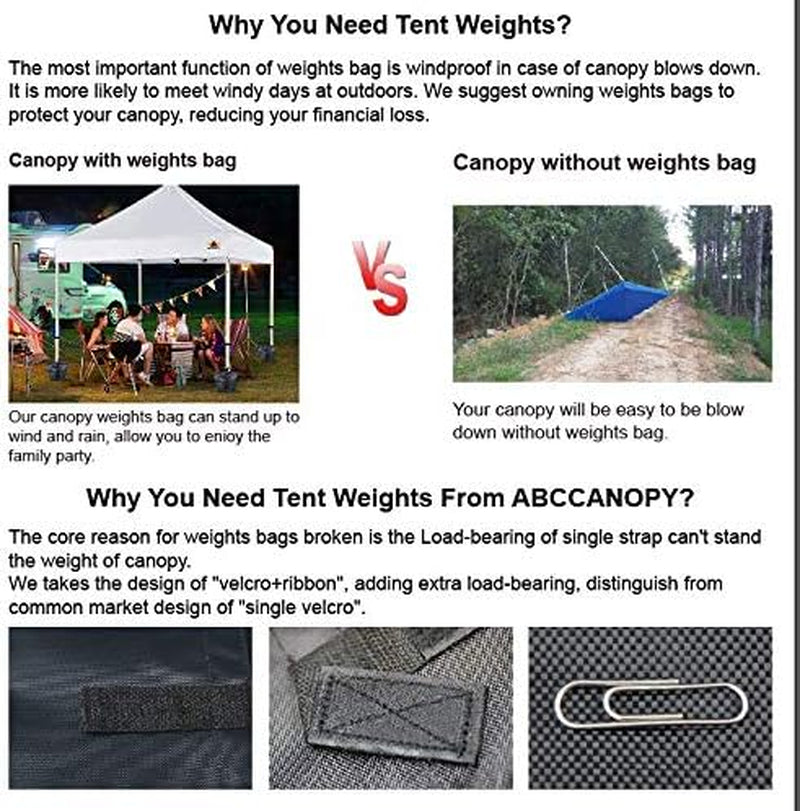 ABCCANOPY Canopy Weights 112 LBS Gazebo Tent Sand Bags,4Pcs-Pack (Black)