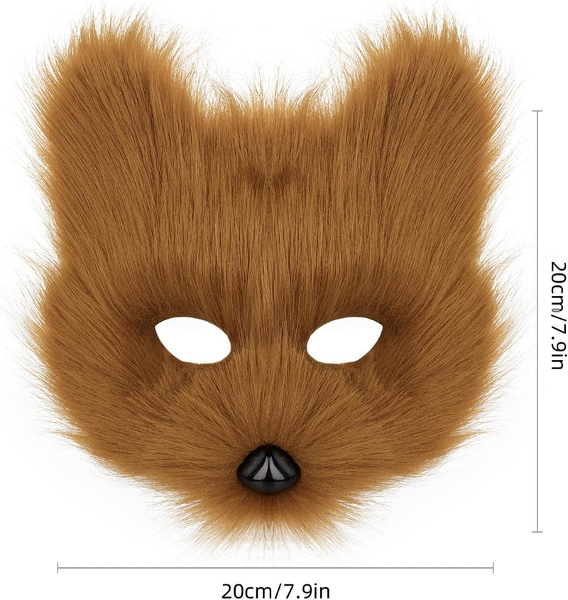 Animal Fox Wolf Mask Halloween Party Cosplay Costumes Props Plush Cat Half Face Masks Carnival Christmas Masquerade