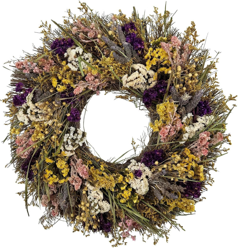 ANDALUCA Natural Botanical Floral Decorative Wreath (Sunshine Blooms)