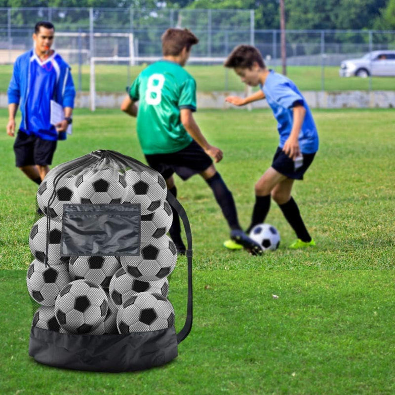 BROTOU Extra Large Sports Ball Bag Mesh, 5PCS Soccer Ball Bag with Adjustable Shoulder Strap, Drawstring Bags Team Work Ball Bags for Holding Soccer, Football, Volleyball, Swimming Gear