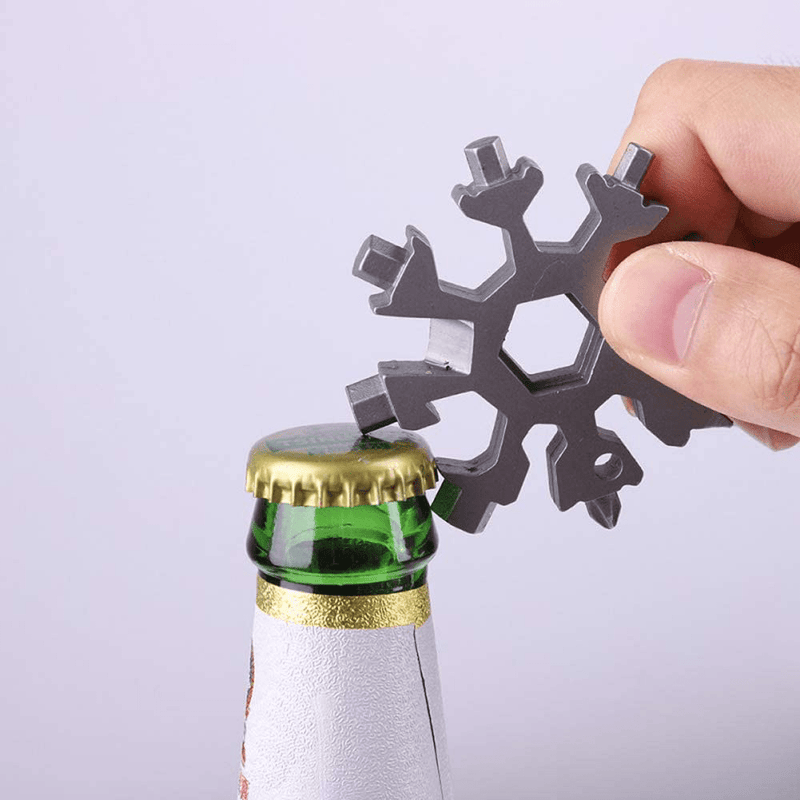 3 Pack 18-In-1 Snowflake Stainless Steel Multi Tool, Portable and Durable Screwdriver Compact Snowflakes Multitool for Bottle Opener/Outdoor Camping/Keychain for Christmas