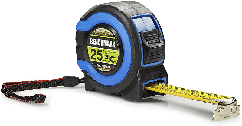 3 Pack - 25 Foot Tape Measures - Easy To Read Fractions To 1/8th - Magnetic Claw Tip - Thumb and Quick Lock - Autowind - Belt Clip