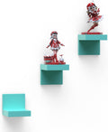 3-Pack Small Floating Shelves for Wall by RICHER HOUSE, 4 Inch Plastic Display Ledges for Mini Decor, Compact Style Small Wall Shelf with 2 Types of Installation Furniture > Shelving > Wall Shelves & Ledges RICHER HOUSE Tiffany Blue / 3 Pcs 4"D x 3.3"W x 3"H 