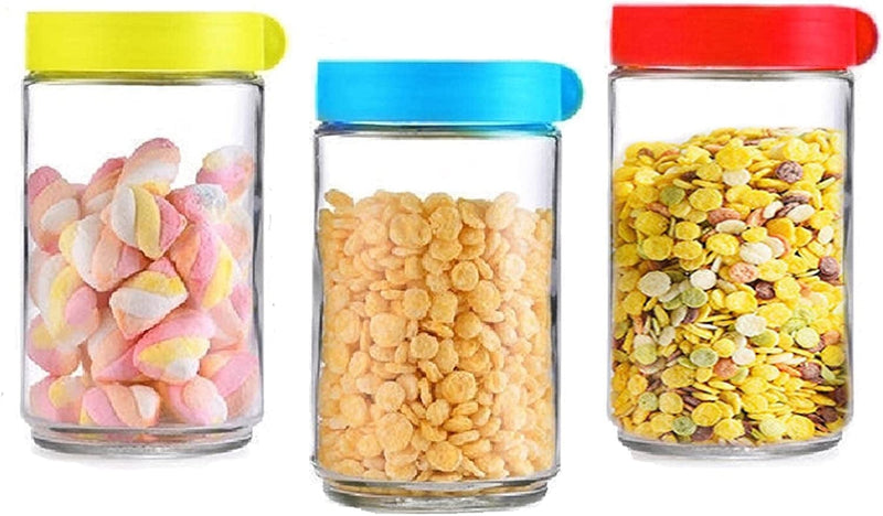 3 Piece Glass Storage Containers with Airtight Seal Wood Cork Ball Lids, Apothecary Jars with Lids ,Candy Jar for Food, Coffee, Bean, Tea, Spice, Salt, Sugar, Cookie Home & Garden > Decor > Decorative Jars Ansqu 20oz- 3pcs  
