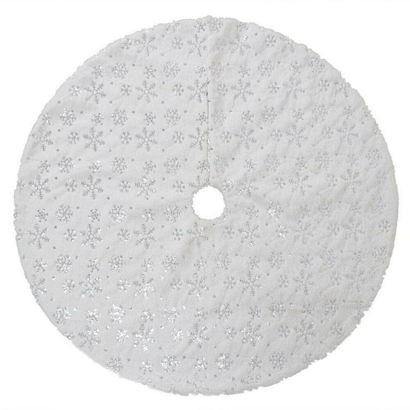 30/35 Inches Snowflake Plush Christmas Tree Skirt Xmas New Year Party Supply Ornament Home & Garden > Decor > Seasonal & Holiday Decorations > Christmas Tree Skirts Costyle   