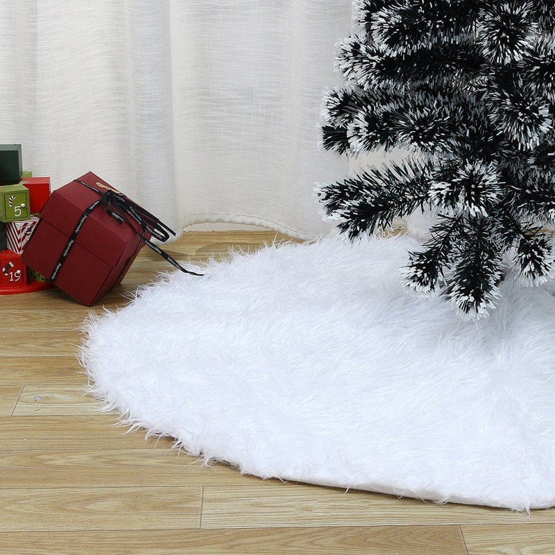 30.7"/ 35.4''/48" round White Faux Fur Christmas Tree Skirts Floor Cover Mat Home Hotel Christmas Party DIY Decor Home & Garden > Decor > Seasonal & Holiday Decorations > Christmas Tree Skirts Novashion   