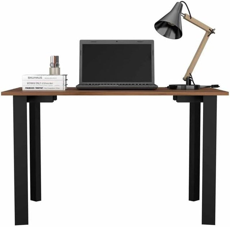 Atlin Designs Modern Wood Office Desk with Four Steel Legs in Mahogany