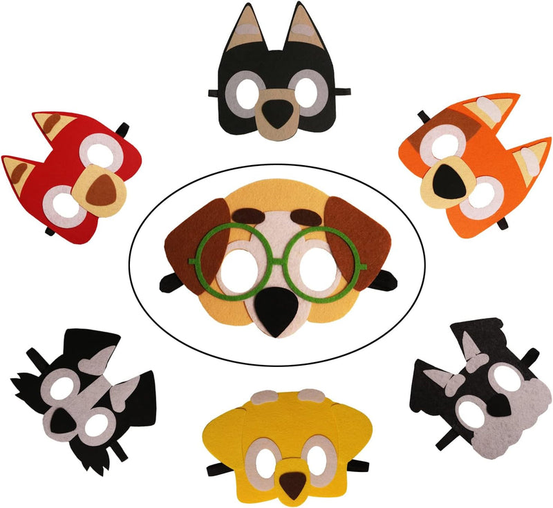 12 Packs Puppy Dogs Felt Mask for Kids Puppy Dog Theme Party Supplies Decoration Cosplay Dogs Birthday Gift for Children Boys Girls