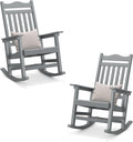 DWVO Patio Rocking Chair, All-Weather Resistant Outdoor Indoor Polyethylene Patio Rocker Chair with Cushion, Comfortable and Easy to Maintain Rocker for Balcony, Backyard and Living Room(Gray)