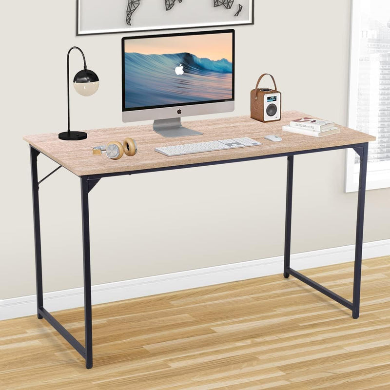 BLKMTY 39" Computer Desk Home Office Desk Wood Writing Study Table Modern Simple Computer Table Fashion Tables for Room with Metal Frame Laptop Table Workstation for Small Space, Nature