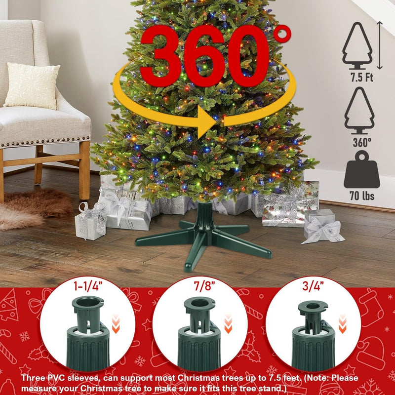 Blissun 360-Degree Rotating Adjustable Christmas Tree Stand, Suitable for up to 7.8 Feet Artificial Christmas Trees, Dark Green