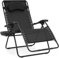 Best Choice Products Oversized Zero Gravity Chair, Folding Outdoor Patio Lounge Recliner W/Cup Holder Accessory Tray and Removable Pillow - Black