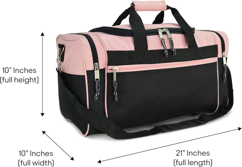 DALIX 21" Blank Sports Duffle Bag Gym Bag Travel Duffel with Adjustable Strap in Pink