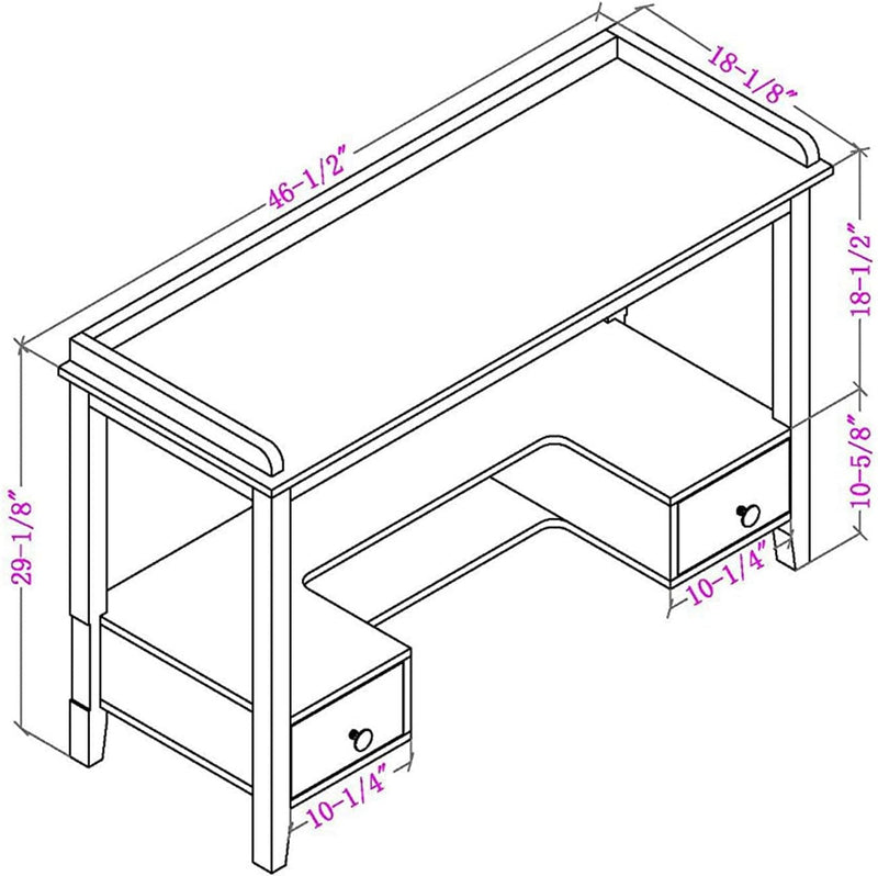 Home Office Desk with Drawers, 46" Wide, White