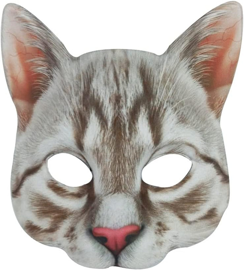 Cat Mask Animal Half Face Mask Fancy Dress Animal Tabby Mask Animal Cat Head Mask Halloween Novelty Costume Party Accessory