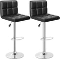 Bestoffice Bar Stool Barstools Bar Chairs Counter Height Adjustable Swivel Stool with Back PU Leather Kitchen Counter Stools Set of 2 Dining Chairs (Black)