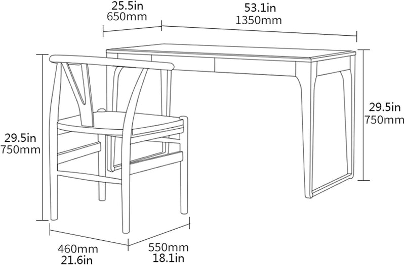 Computer Desk Side Table Modern Minimalist Office Desk 53-Inch Computer Desk Home Office Study Desk with Storage Drawer Writing Workstation Gaming Desk Large Desk