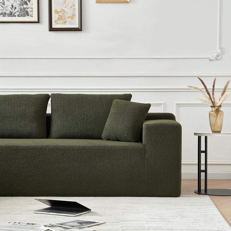 104.3''L Shaped Modular Sectional Sofa, 3-Seater Sofa with 2 Pillows, Mid Century Modern Convertible Couch, Chenille Fabric Corner Couch, Comfy Couch for Living Room, Home Furniture, Apartment, Green