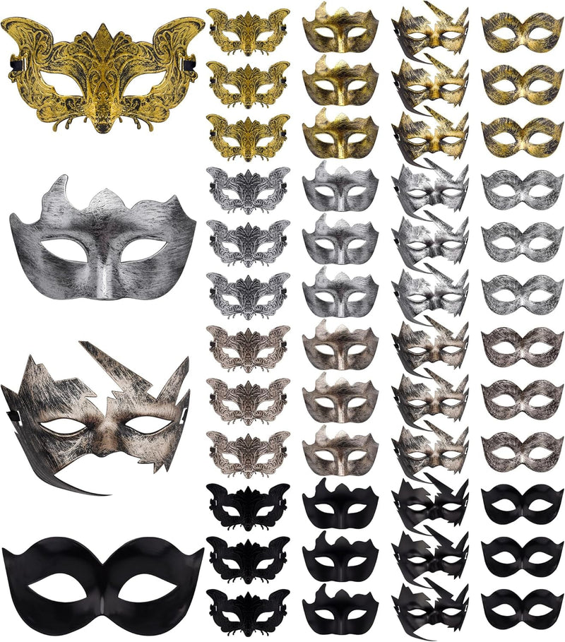 FEQO 48 Pieces Masquerade Masks Vintage Antique Masks Venetian Masks