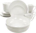 Elama White Porcelain Dish Dinnerware Set, 16 Piece, Camellia