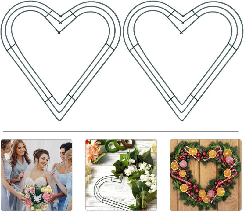 Alipis Heart Wire Wreath Frame Metal Flower Wreath DIY Hoops, Garland Making Rings for Wedding Valentines Party Decoration 14 Inch