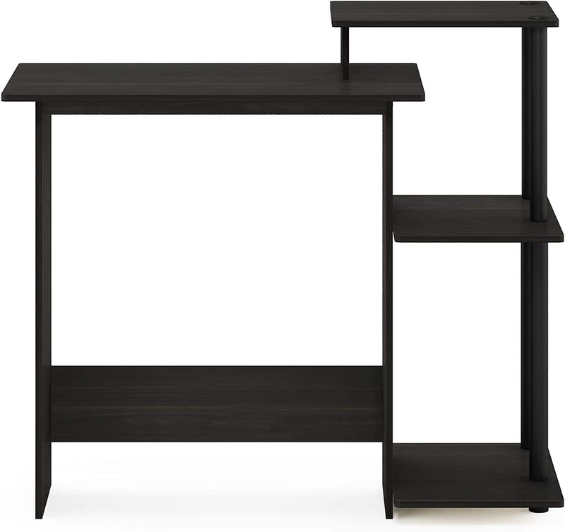 Furinno Efficient Home Laptop Notebook Computer Desk with Square Shelves, Espresso/Black