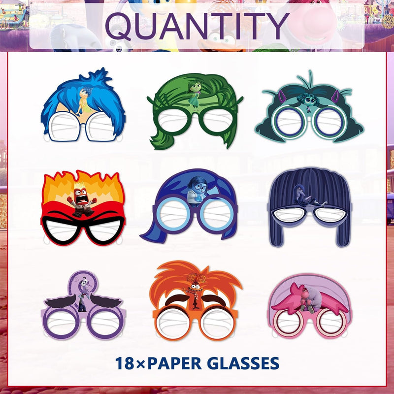 18PCS inside Party Favors Mask Glasses Eyeglass, Dress up Masks Photo Booth Prop Character Cosplay Birthday Gift Supplies for Kids