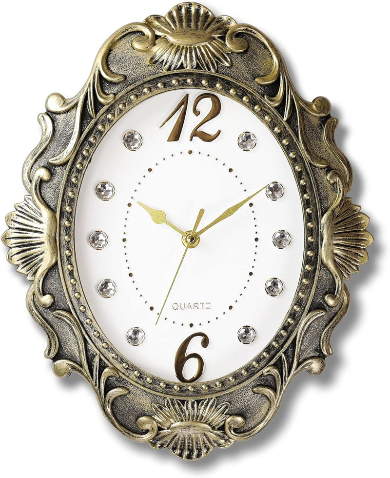 AYRELY® 14 Inch Oval Rustic Wall Clock, Wall Clocks Battery Operated, Country Style Silent Non Ticking Clock, Decorative for Kitchen, Home, Living Room, Farmhouse, Bedrooms